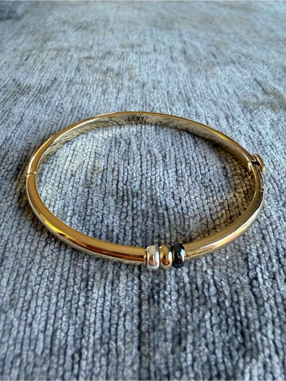 DKNY Gold-Tone Hinged Bangle with Triple Accent Rings